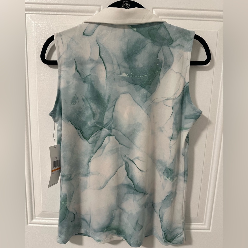 Calvin Klein Watercolor Marble Sleeveless Zip Polo Top Small NWT - Picture 5 of 13